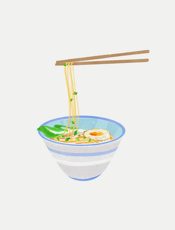 手绘水彩早餐煎蛋阳春面手账贴纸