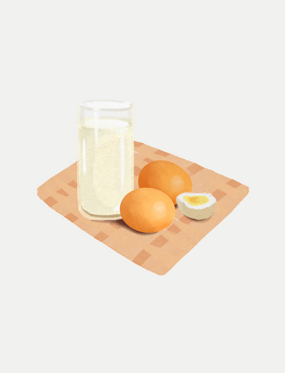 手绘水彩早餐牛奶鸡蛋手账贴纸