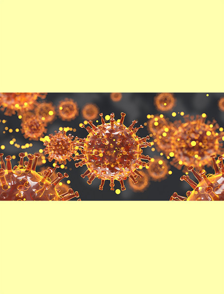橙色C4D医疗新冠病毒疫情背景