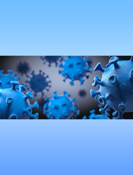 蓝色新冠病毒细菌C4D素材医疗医学背景