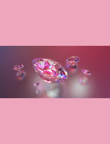 粉色钻石闪耀宝石立体空间质感绚丽背景