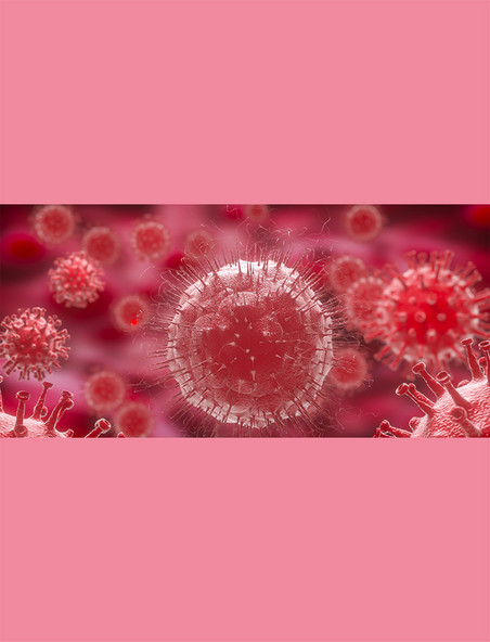 红色新冠病毒细菌C4D立体医疗医学背景