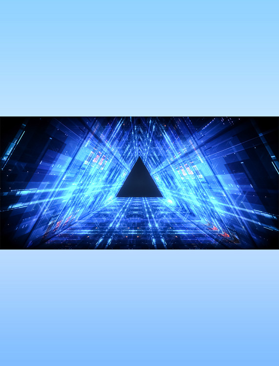 蓝色渐变霓虹科幻风3D立体空间C4D背景