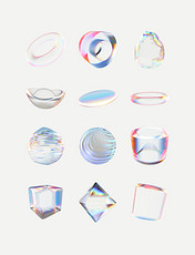 潮流酸性3D透明立体块玻璃
