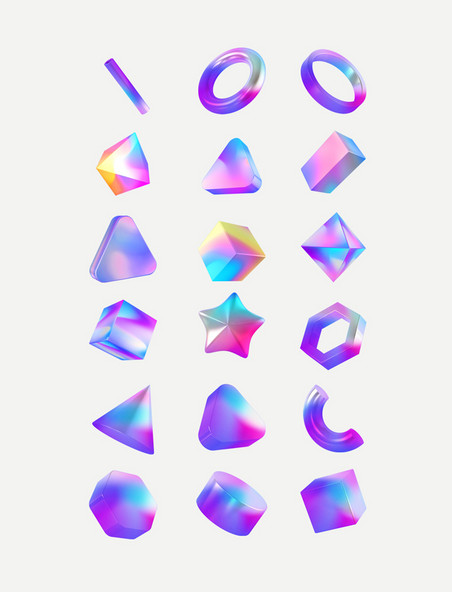 彩色C4D立体酸性酷炫几何体