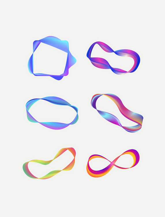 潮流撞色渐变圆环莫比乌兹环