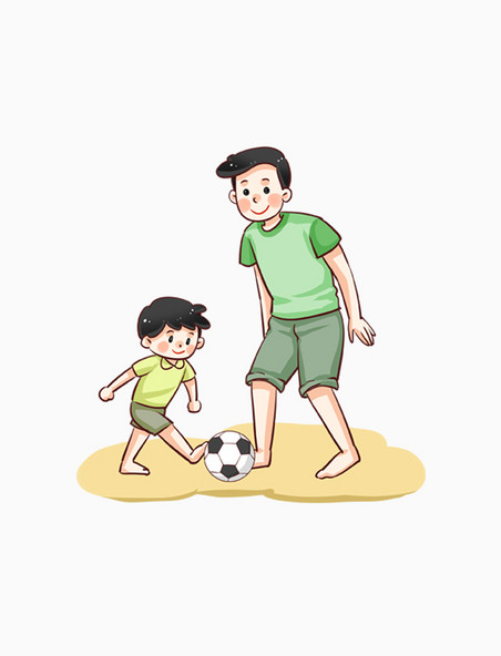 父亲节父子互动沙滩足球亲子关系