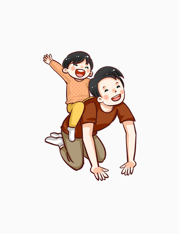 父亲节父子互动骑马游戏亲子关系