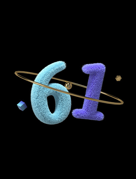 蓝色61元素3D渲染