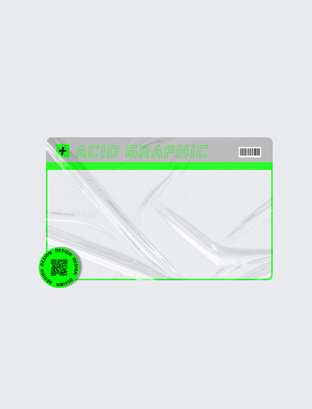 绿色酸性潮流时尚窗口边框塑料褶皱样机