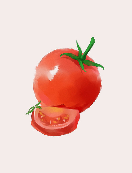 手绘水彩番茄蔬菜手账贴纸