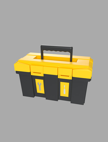 3D立体仿真黑色黄色工具箱