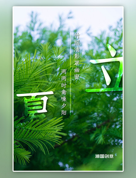 绿色二十四节气立夏植物创意摄影图海报