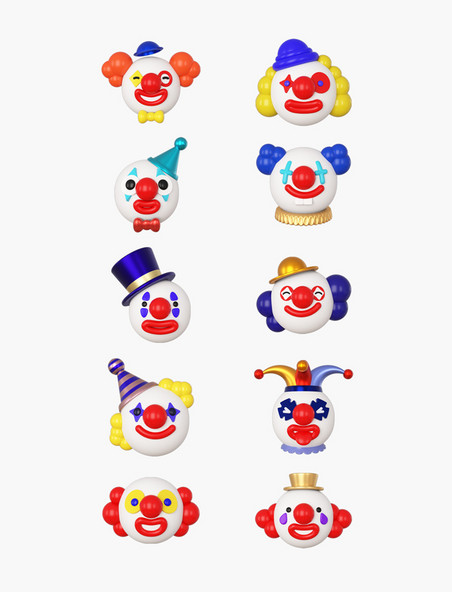 C4D愚人节小丑头像装饰3D立体