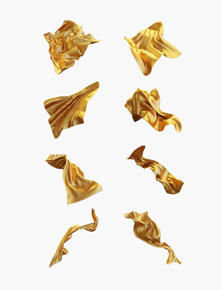 3D绸缎飘带丝带绸带金色立体金色飘带丝绸