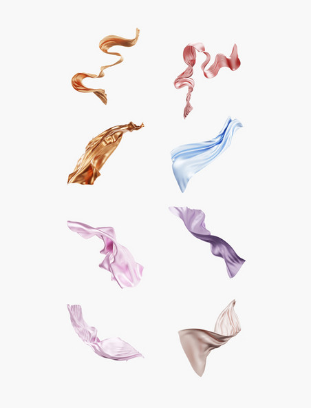 3D丝带绸带飘带飘逸立体丝绸绸缎彩色