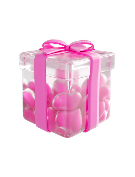 c4d情人节粉色礼物盒透明礼物盒