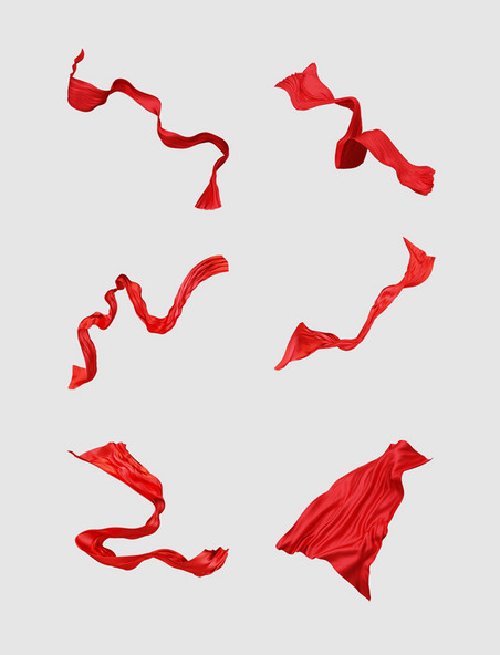 3D立体红色丝绸C4D飘带绸带