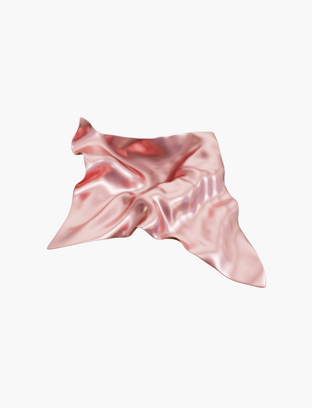 3D立体丝带绸带飘带C4D立体粉色飘逸丝绸