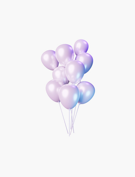 3D立体节日气氛一束浪漫气球紫色