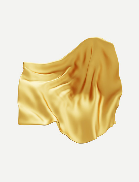 3D飘带丝带绸带绸缎布料立体黄色丝绸绸缎