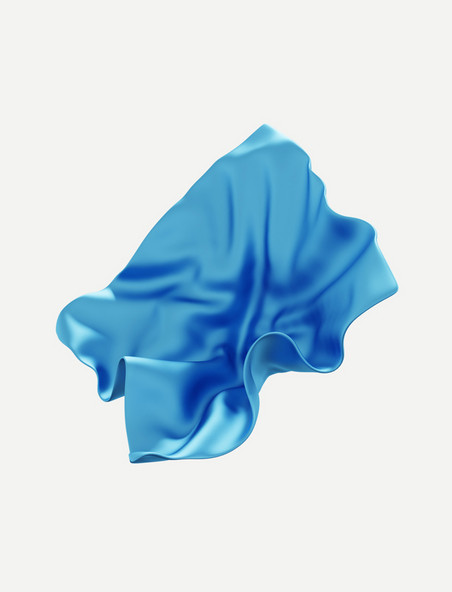 3D飘带丝带绸带绸缎布料立体蓝色丝绸