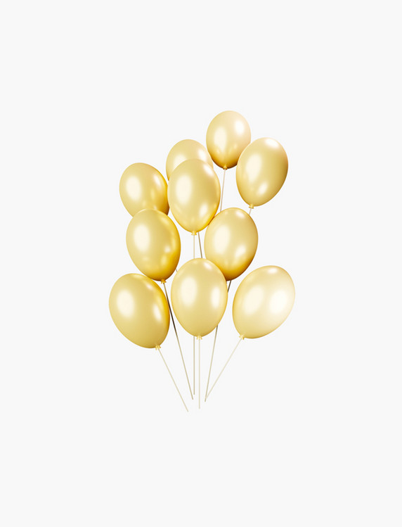 3D立体节日气氛金色一束气球