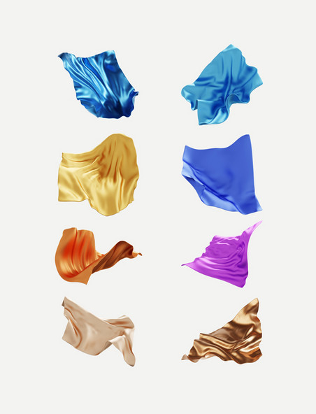 3D飘带丝带绸带绸缎布料立体蓝色飘逸丝绸
