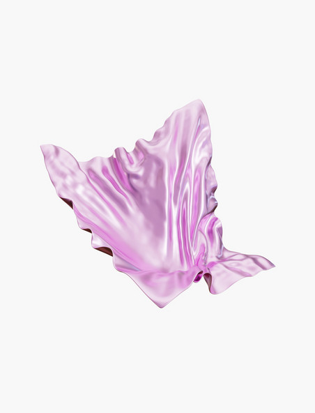 3D立体丝带绸带飘带C4D立体紫色绸缎布料