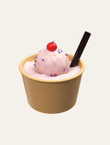 3D立体C4D立体夏日饮品冰淇淋奶昔