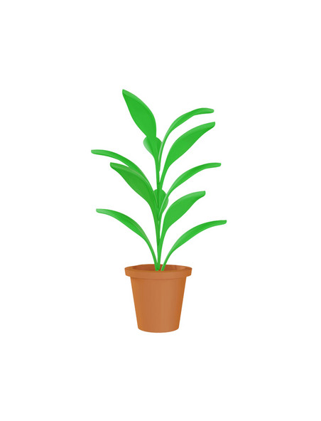 3D植物盆栽花元素植物绿叶
