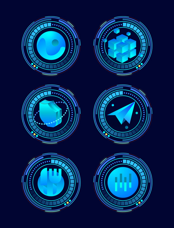 机械科技蓝色商务办公图形图标圆形icon