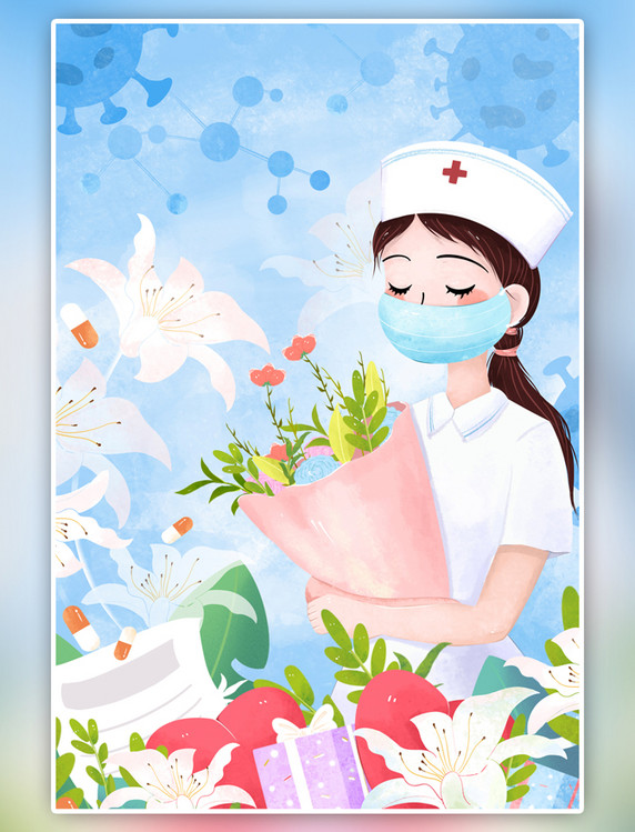 512国际护士节医护人员花朵爱心