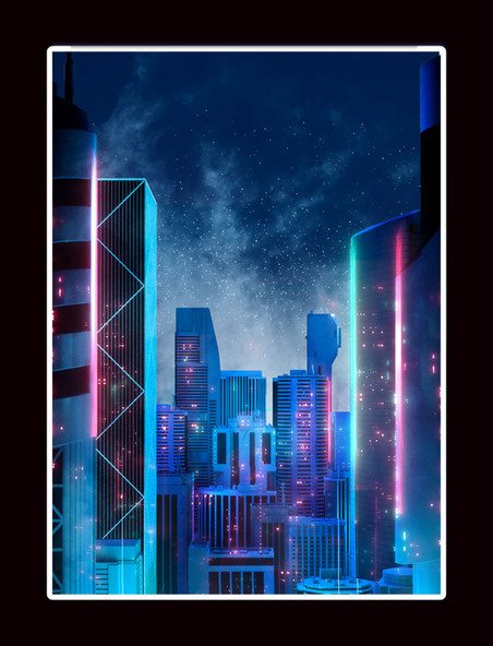 赛博朋克城市背景科技科幻场景3D