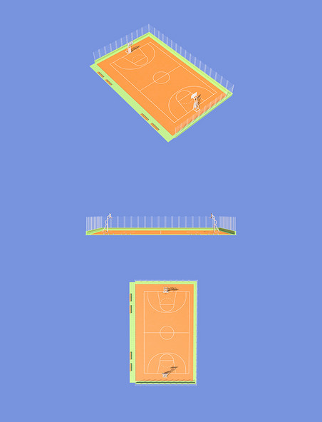 C4D建模篮球场球场篮球运动3d元素