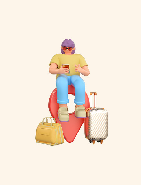 行李出行旅游3D立体人物