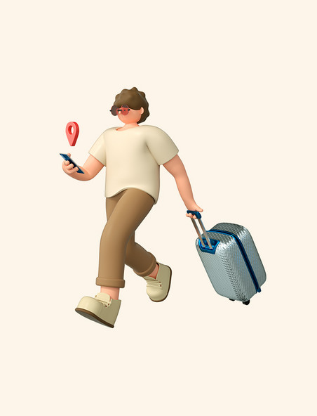 行李出行旅游3D立体人物