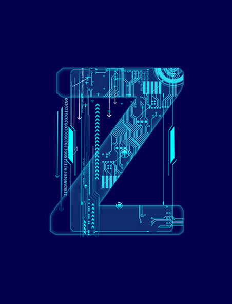 蓝色科技线条字母Z
