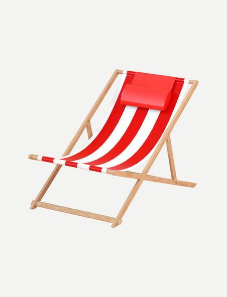 红色C4D立体夏日沙滩躺椅