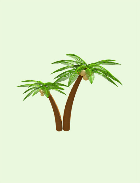 绿色3D夏天树木植物C4D椰子树