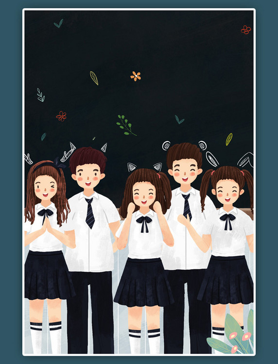 毕业典礼之学校的青少年青春飞扬高考