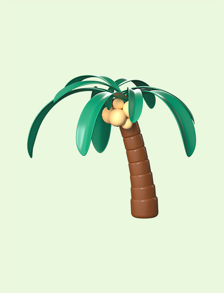绿色3D夏天夏季树木植物C4D椰子树