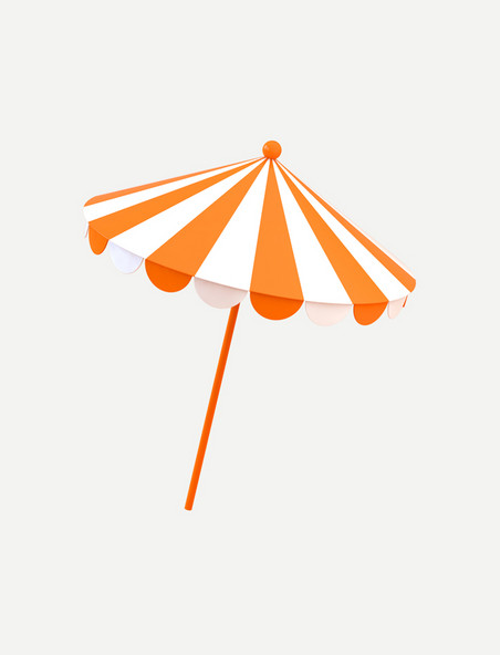 橙色C4D立体夏日沙滩太阳伞