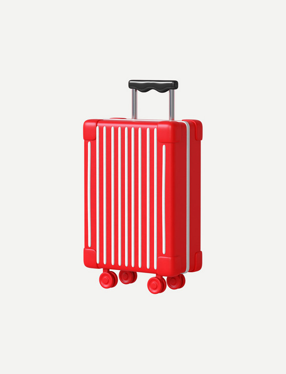 红色C4D立体夏日沙滩行李箱