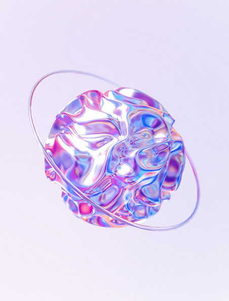 紫粉色渐变3D立体镭射酸性流体C4D元素