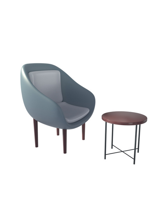 3DC4D立体客厅桌椅灰蓝元素