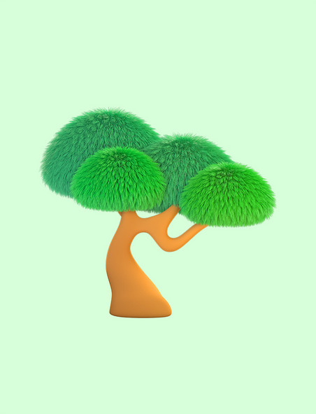 3D毛绒树C4D创意装饰
