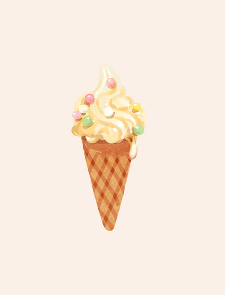 手绘水彩夏天卡通甜筒冰淇淋手账贴纸