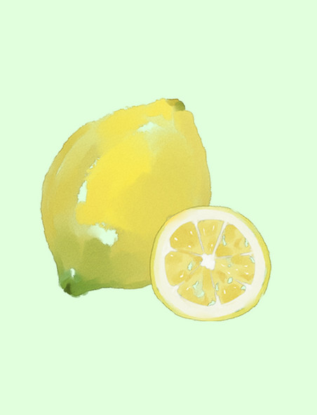 手绘水彩水果柠檬手账贴纸