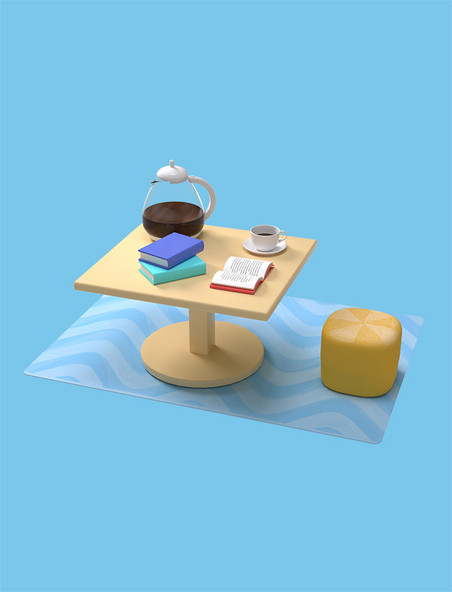3D立体C4D小书桌茶几